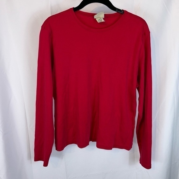 L.L. Bean Shirt Crewneck Solid Pullover Long Sleeve Semi Cropped Basics Top - Picture 2 of 9
